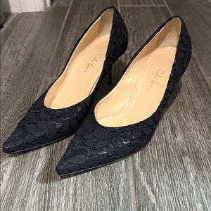 Cole Haan Black Lace Pointed Pumps